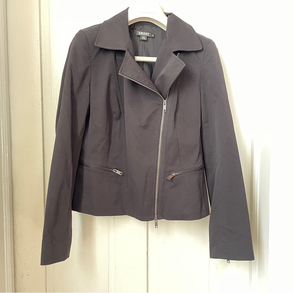 DKNY Black Jacket w Asymmetric Zipper SZ 12